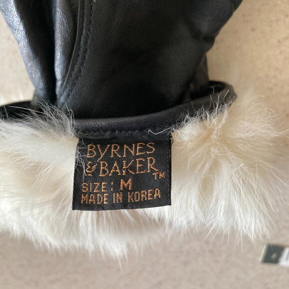 Byrnes & Baker Leather Gloves Rabbit Fur Lining Size M - NWOT - Picture 8 of 9